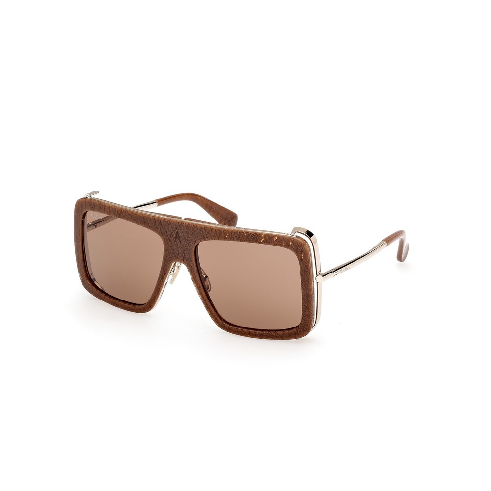 Max Mara Jean MM0119 Brown Herringbone Oversized Square Sunglasses 56E 57-16-130